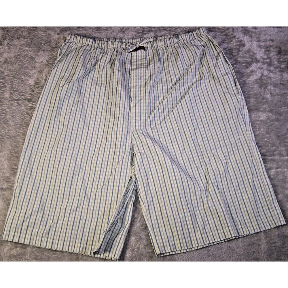 Andrew Scott Shorts Men's XL 32X10 Boxer Plaid Yellow‎ Blue Pre-Owned
